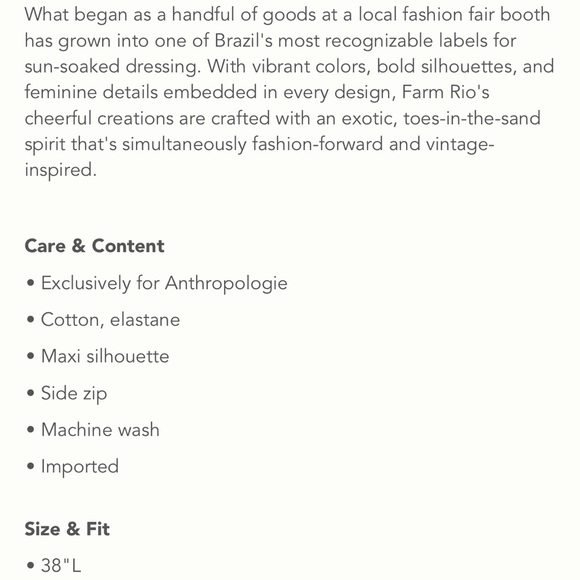 Farm Rio for Anthro NWT XS & XL but runs small side zip w/pockets skirt w/slit. - Picture 7 of 9